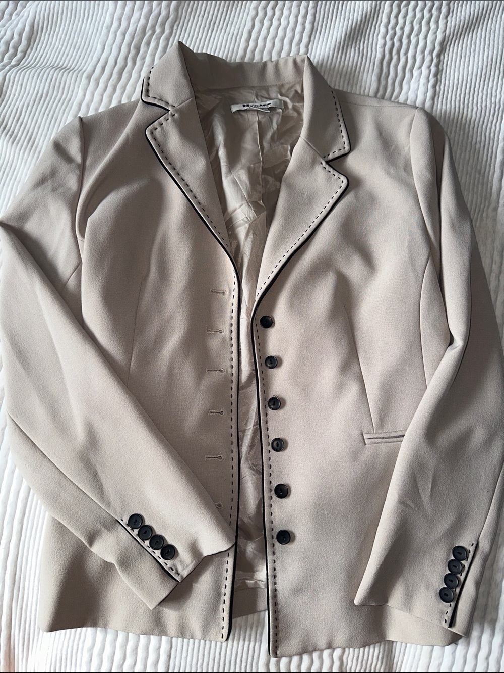 Smythe Light Beige Blazer with Dark Contrast Trim